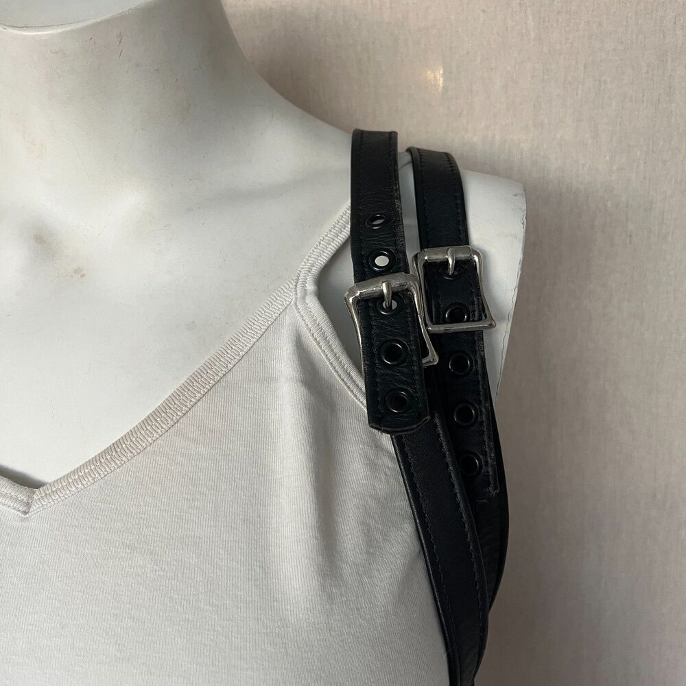 Vintage Leather Under Bust Harness Style Waist Cincher Corset - Y2K Goth Punk - Picture 5 of 9